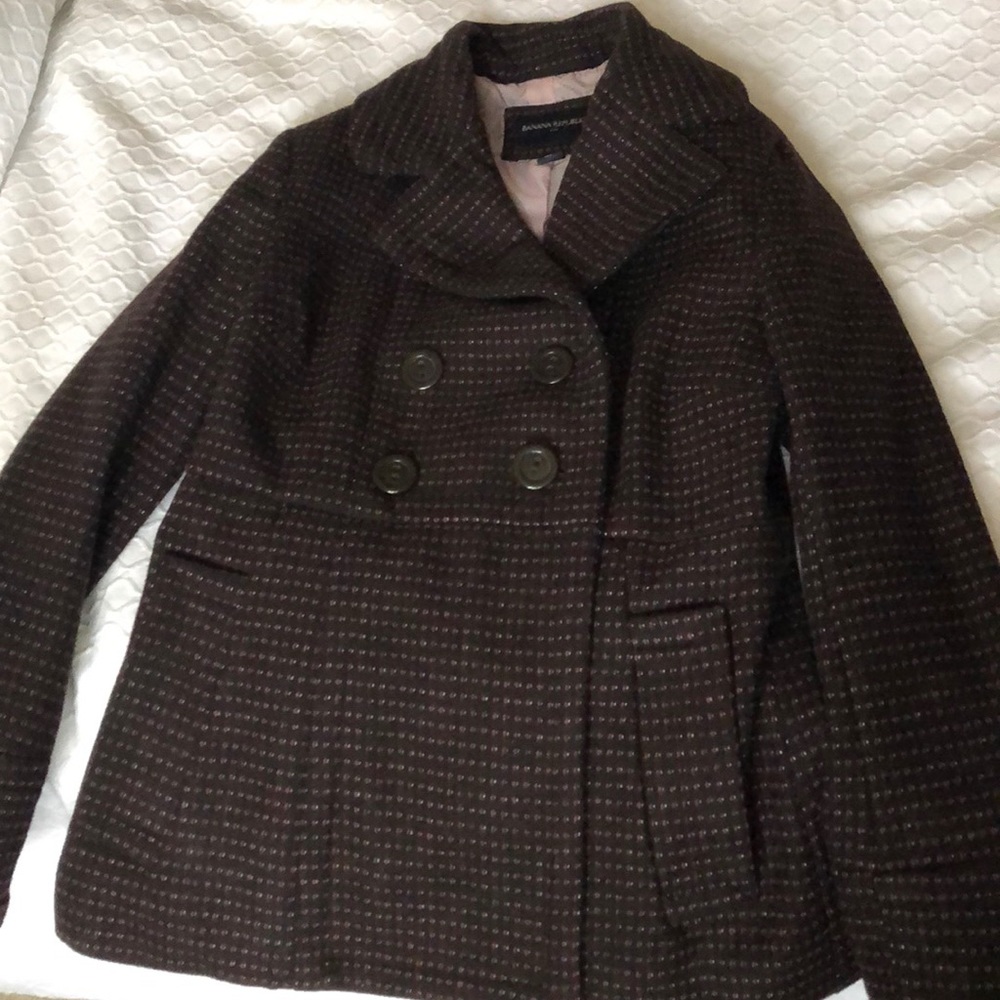 Banana republic coat. Brown w/ pink specs. Size M